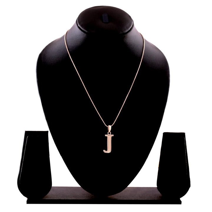Estele Rosegold Plated "J" Letter Charm Pendant for Women / Girls