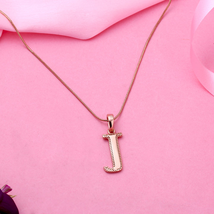 Estele Rosegold Plated "J" Letter Charm Pendant for Women / Girls
