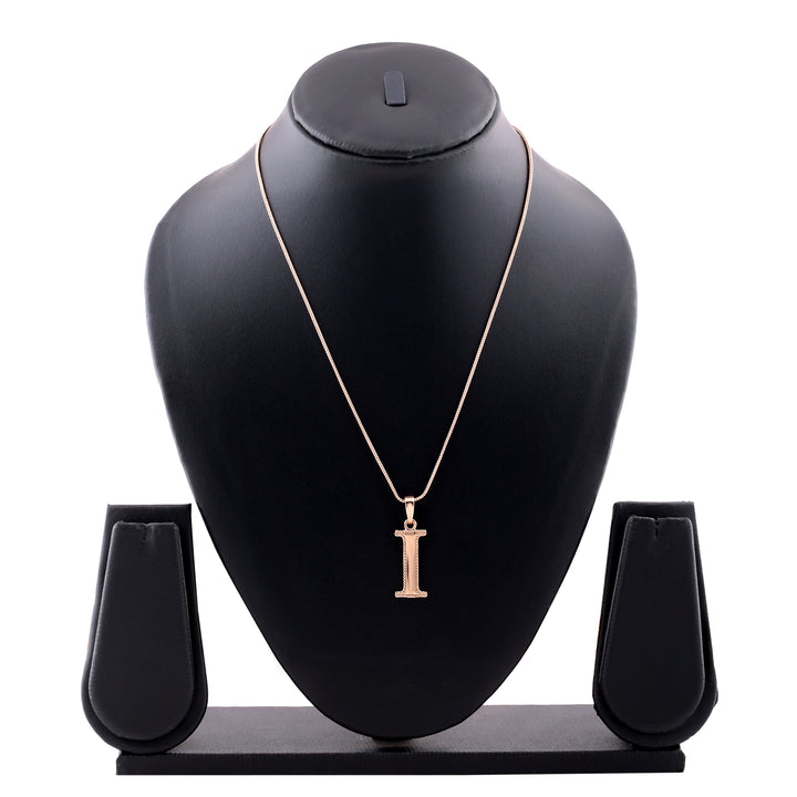 Estele Rosegold Plated "I" Letter Charm Pendant for Women / Girls