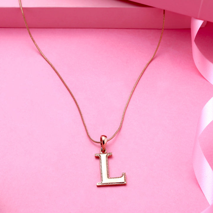 Estele Rosegold Plated "L" Letter Charm Pendant for Women / Girls