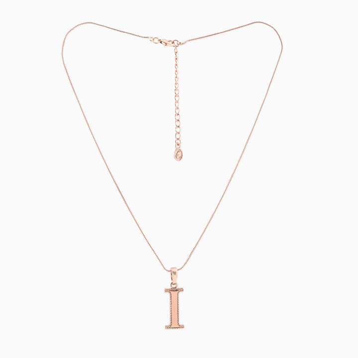 Estele Rosegold Plated "I" Letter Charm Pendant for Women / Girls
