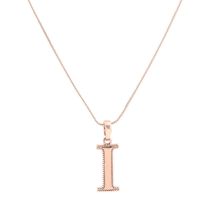 Estele Rosegold Plated "I" Letter Charm Pendant for Women / Girls