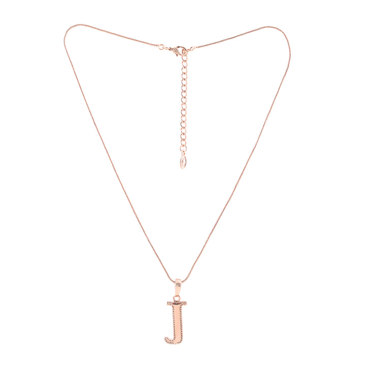 Estele Rosegold Plated "J" Letter Charm Pendant for Women / Girls