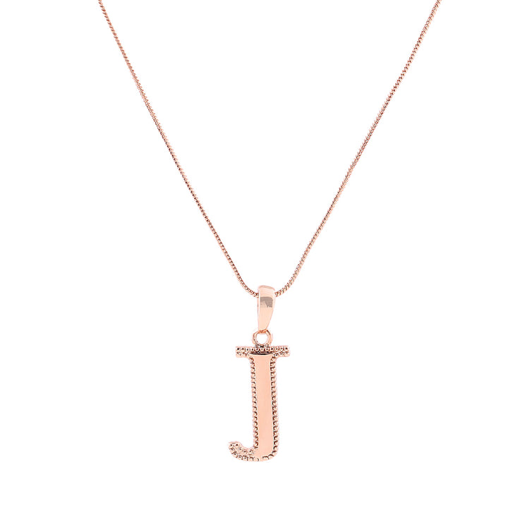 Estele Rosegold Plated "J" Letter Charm Pendant for Women / Girls