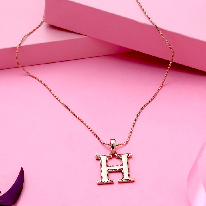 Estele Rosegold Plated "H" Letter Charm Pendant for Women / Girls