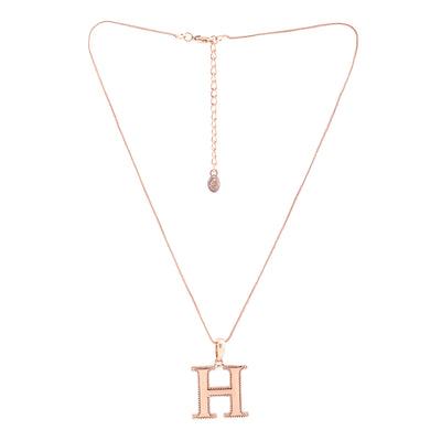 Estele Rosegold Plated "H" Letter Charm Pendant for Women / Girls
