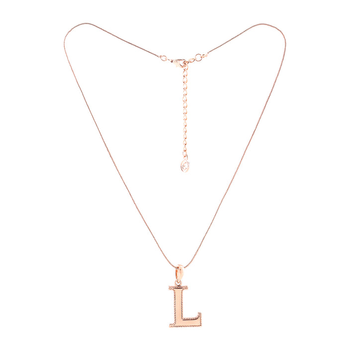 Estele Rosegold Plated "L" Letter Charm Pendant for Women / Girls