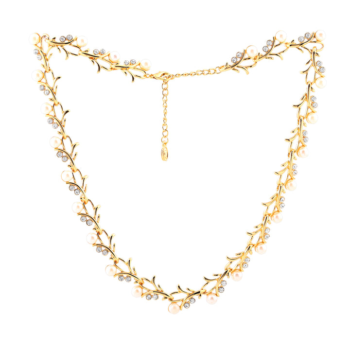 Estele Gold Plated Sparkling White Crystal Stone Necklace set for Women