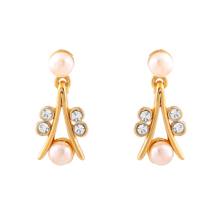 Estele Gold Plated Sparkling White Crystal Stone Necklace set for Women