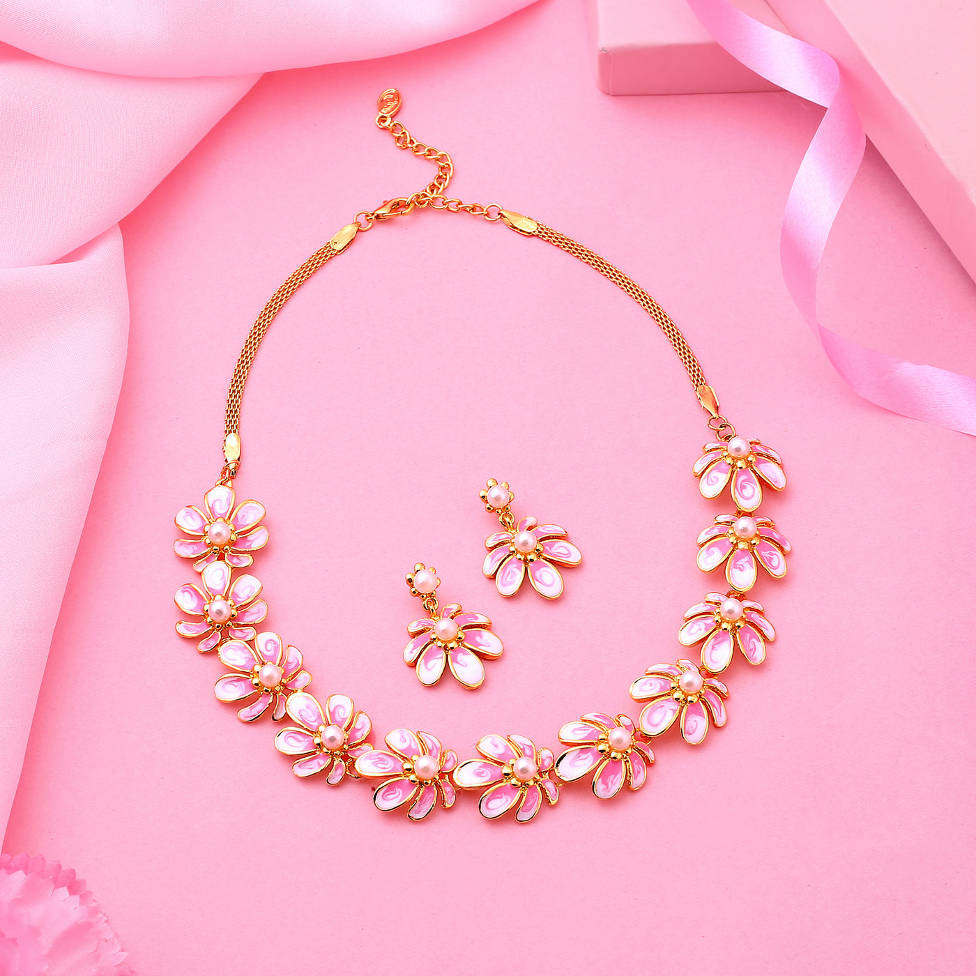 CZ Elegance Pink and White Zircons Jewellery Set – VOYLLA