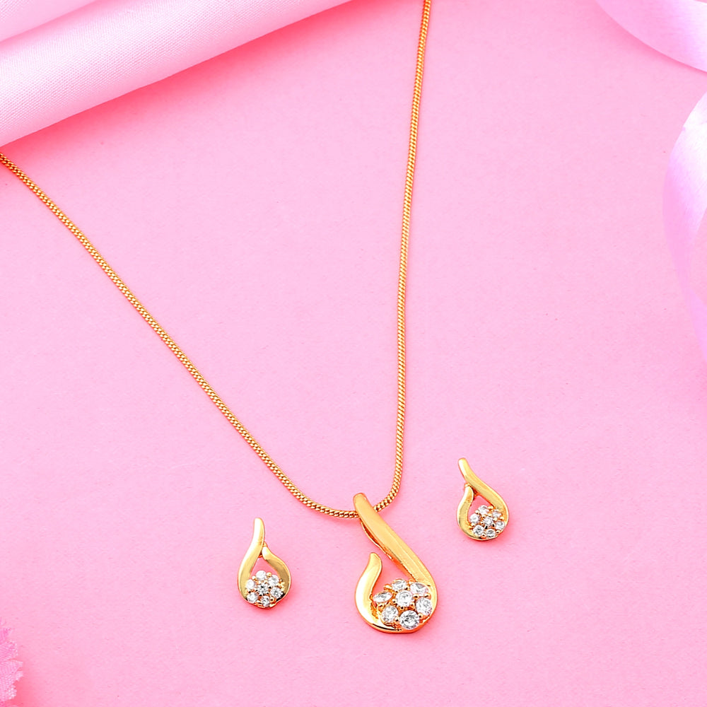 24 Kt Gold Plated Jasmine Flower Diamante Necklace Set – Estele