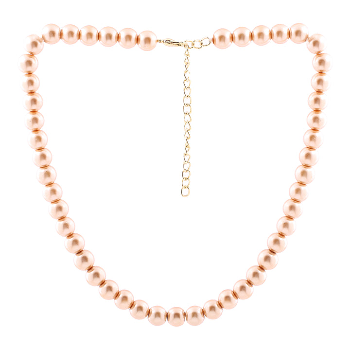 Estele Gold Plated Sparkling Single Line Pearl Necklace for Women
