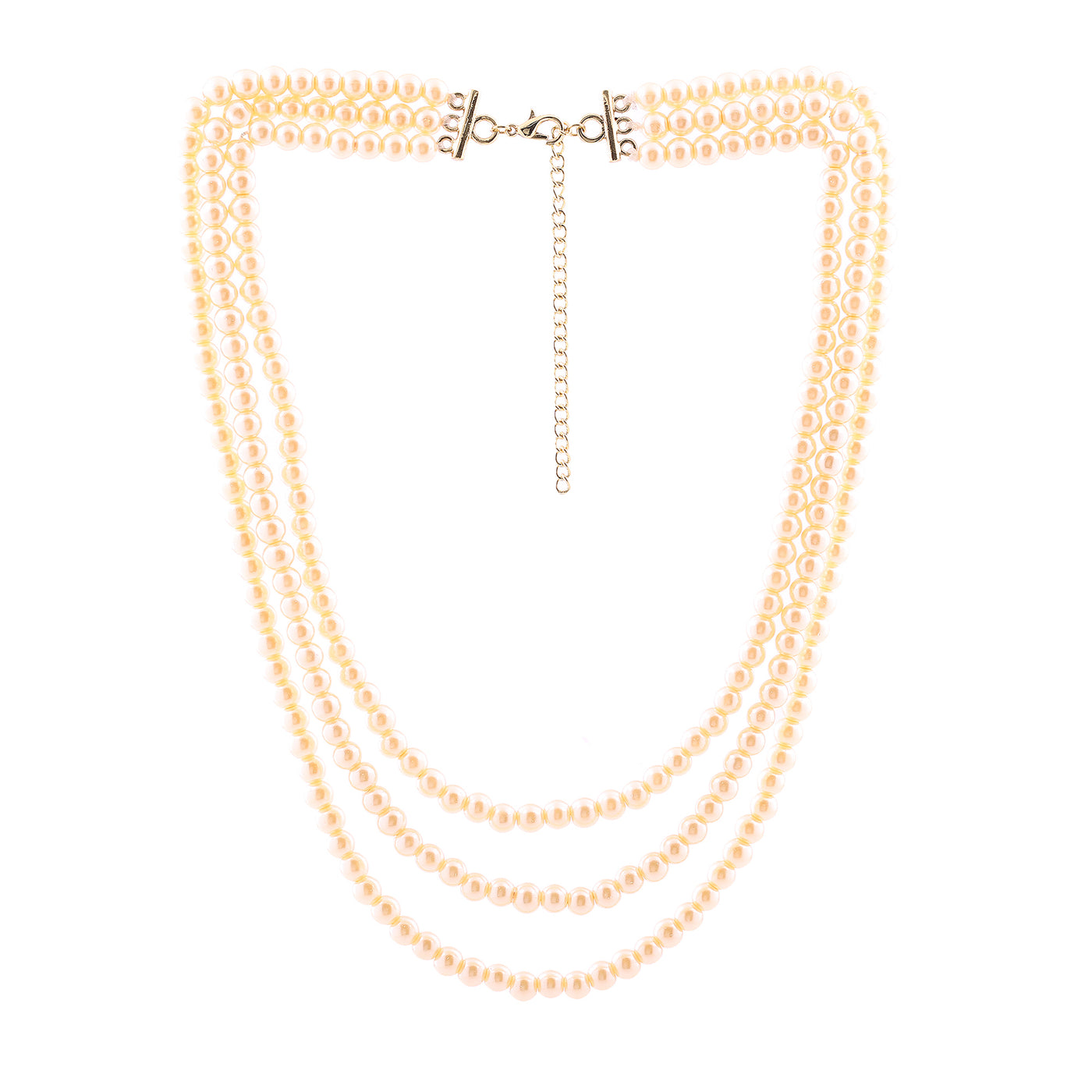 Estele Creamy pearl three layered necklace
