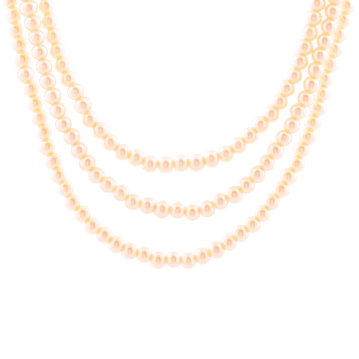 Estele Gold Plated Creamy pearl three layered necklace for women