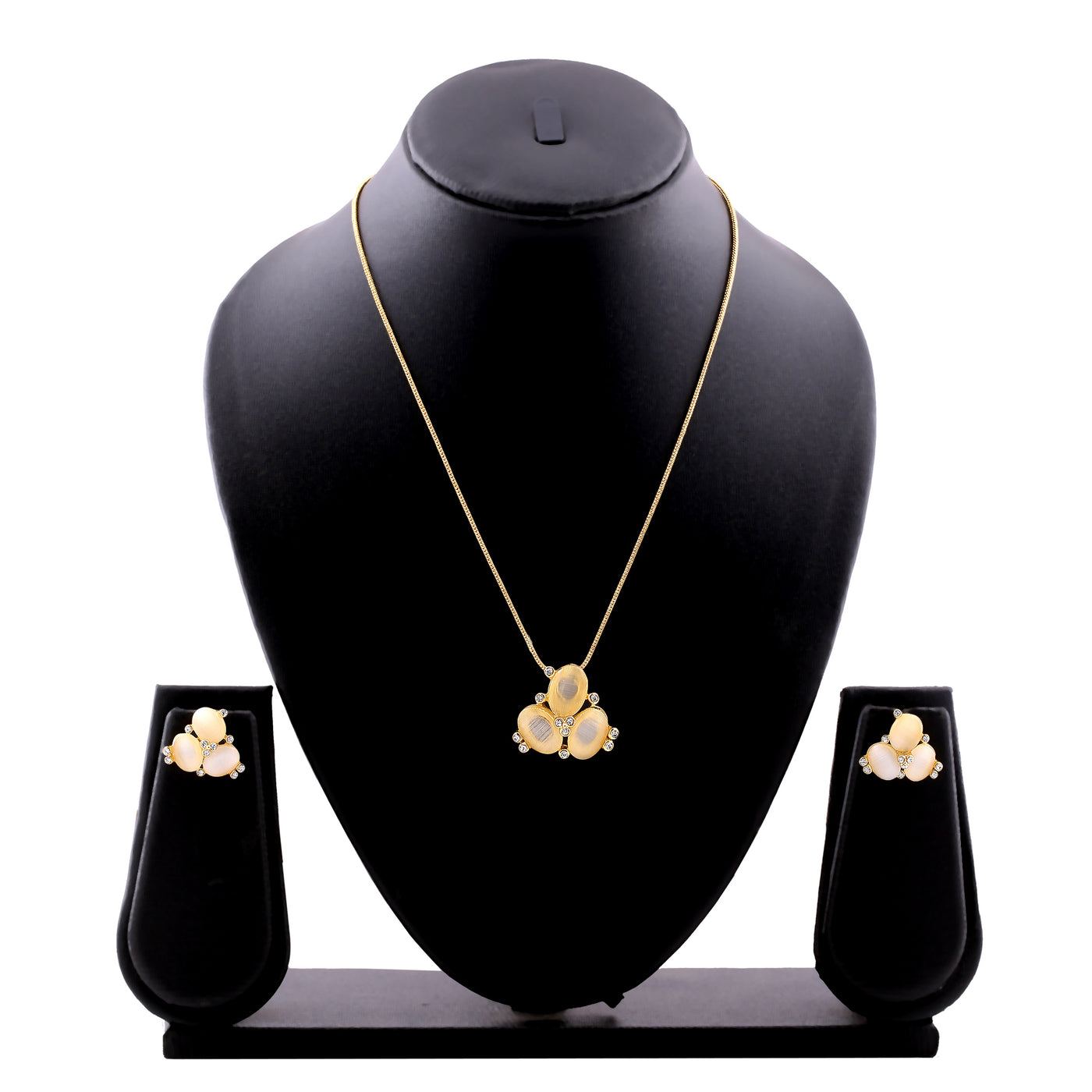 Estele - 24 CT gold plated Pearl embellished Triangle Pendant Set for Women