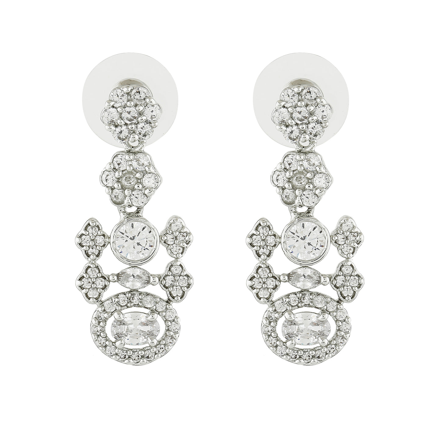 Estele Rhodium Plated CZ Bright In White Earrings for Women