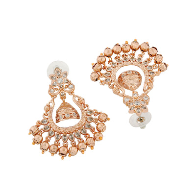 Estele Rose Gold Plated CZ Beautiful Flower Designer Earrings for Women