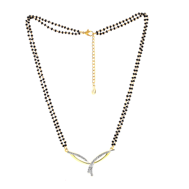 Estele Gold Plated Elegant Designer Mangalsutra Necklace Set with Austrian Crystals for Women