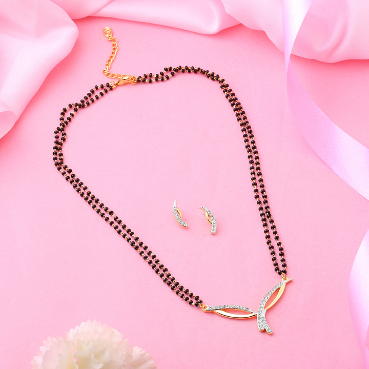 Estele Gold Plated Elegant Designer Mangalsutra Necklace Set with Austrian Crystals for Women