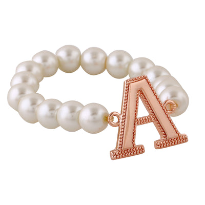 Estele Rose Gold Plated Adorable "A" Letter Pearl Bracelet for Women