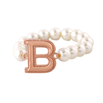 Estele Rose Gold Plated Beautiful "B" Letter Pearl Bracelet for Women