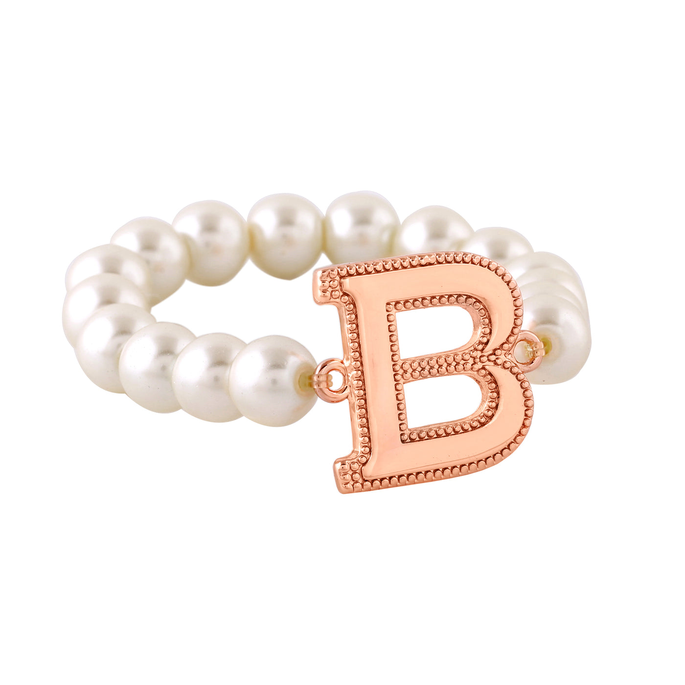 Estele Rose Gold Plated Beautiful "B" Letter Pearl Bracelet for Women