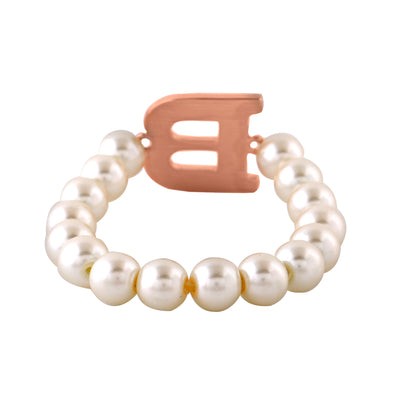 Estele Rose Gold Plated Beautiful "B" Letter Pearl Bracelet for Women