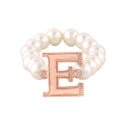 Estele Rose Gold Plated Elegant "E" Letter Pearl Bracelet for Women