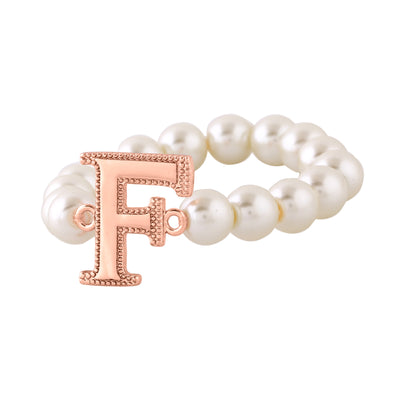 Estele Rose Gold Plated Fascinating "F" Letter Pearl Bracelet for Women