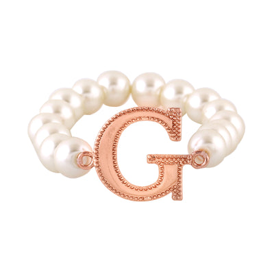 Estele Rose Gold Plated Glowing "G" Letter Pearl Bracelet for Women
