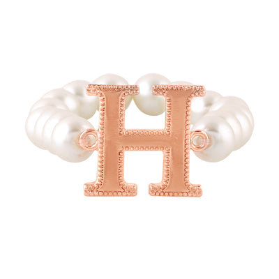 Estele Rose Gold Plated Heavenly "H" Letter Pearl Bracelet for Women