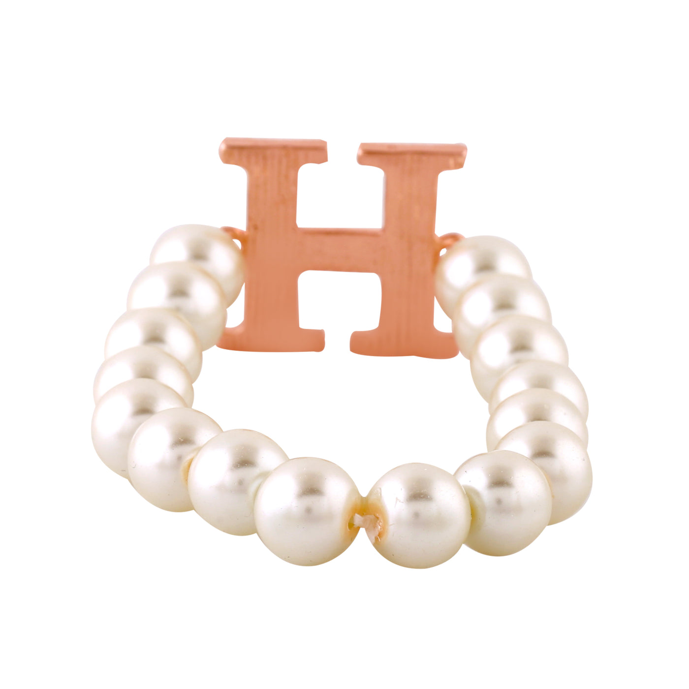 Estele Rose Gold Plated Heavenly "H" Letter Pearl Bracelet for Women