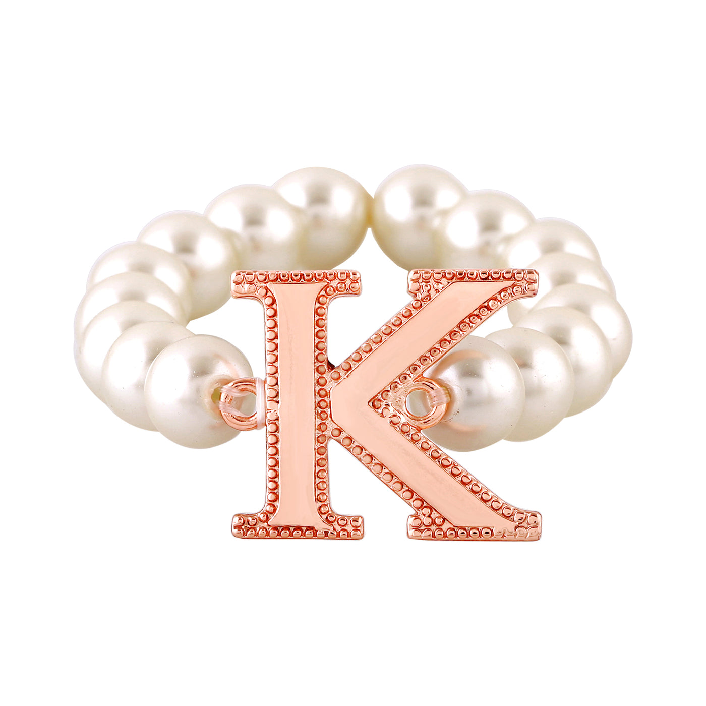 Estele Rose Gold Plated Kindly "K" Letter Pearl Bracelet for Women