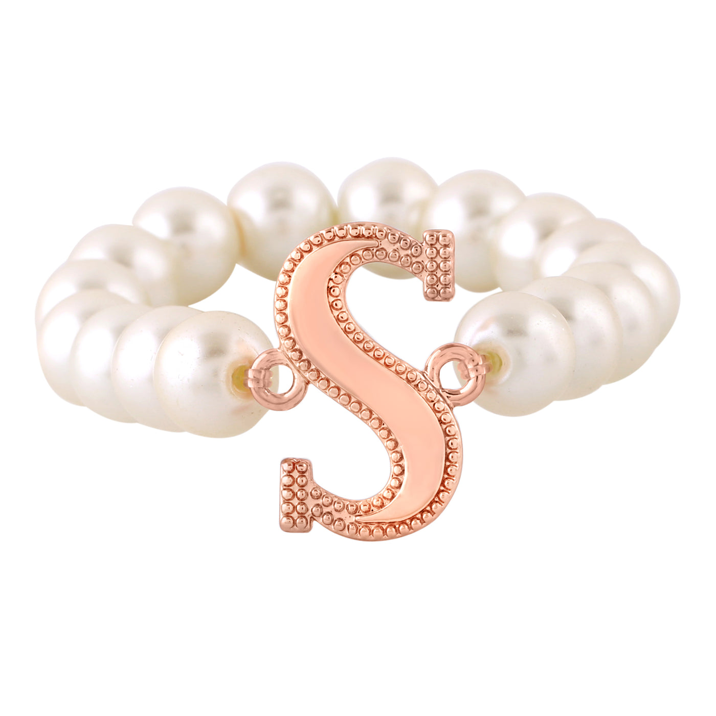 Estele Rose Gold Plated Stunning "S" Letter Pearl Bracelet for Women