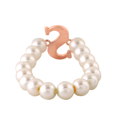 Estele Rose Gold Plated Stunning "S" Letter Pearl Bracelet for Women