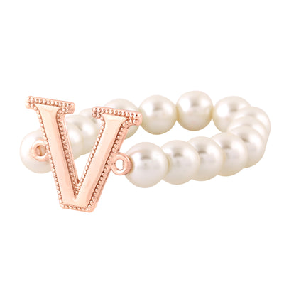 Estele Rose Gold Plated Versatile "V" Letter Pearl Bracelet for Women
