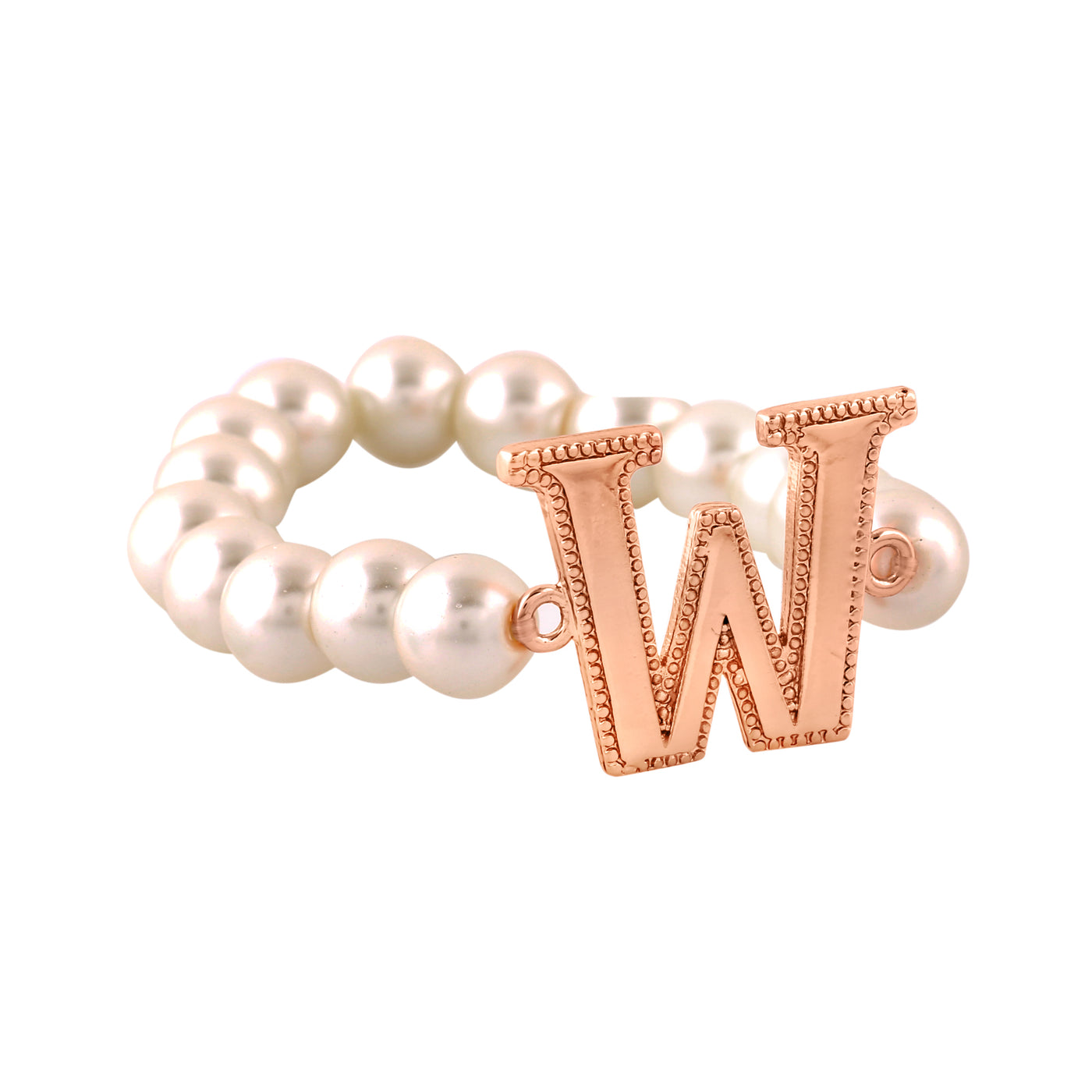 Estele Rose Gold Plated Wonderful "W" Letter Pearl Bracelet for Women