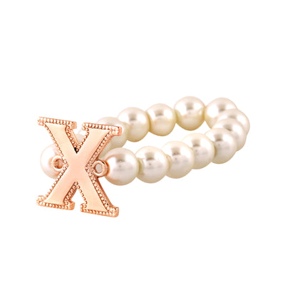 Estele Rose Gold Plated Distinctive "X" Letter Pearl Bracelet for Women