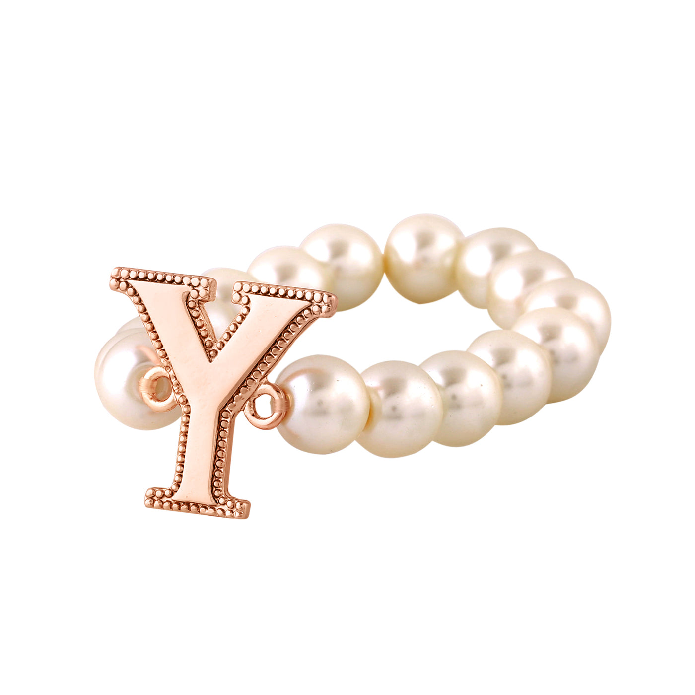 Estele Rose Gold Plated Beautiful "Y" Letter Pearl Bracelet for Women