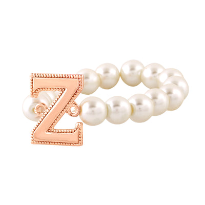 Estele Rose Gold Plated Zesty "Z" Letter Pearl Bracelet for Women