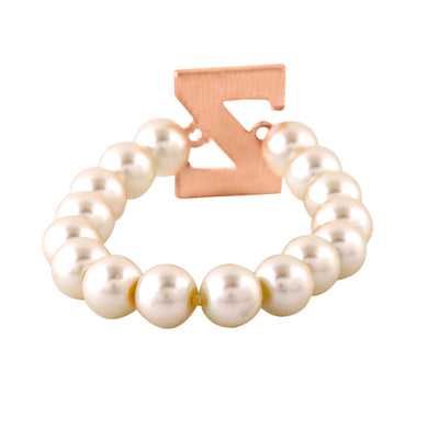 Estele Rose Gold Plated Zesty "Z" Letter Pearl Bracelet for Women