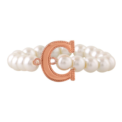 Estele Rose Gold Plated Classic "C" Letter Pearl Bracelet for Women