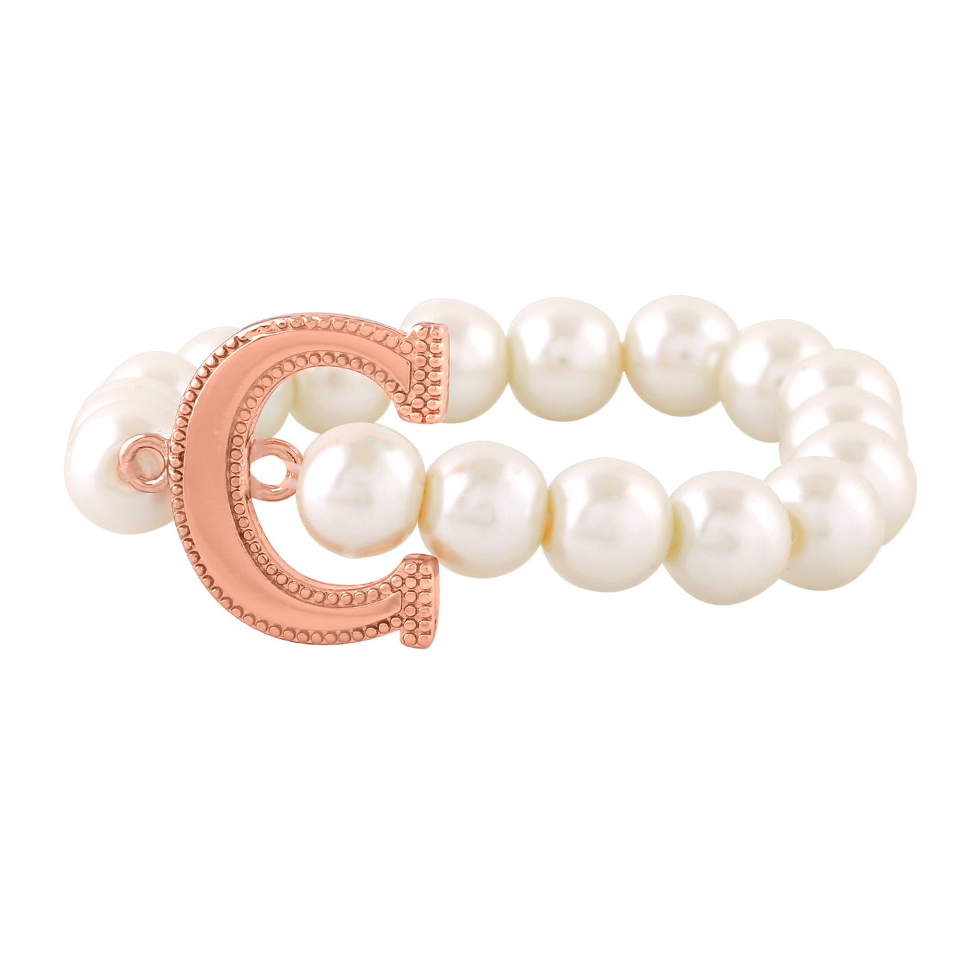 Estele Rose Gold Plated Classic "C" Letter Pearl Bracelet for Women