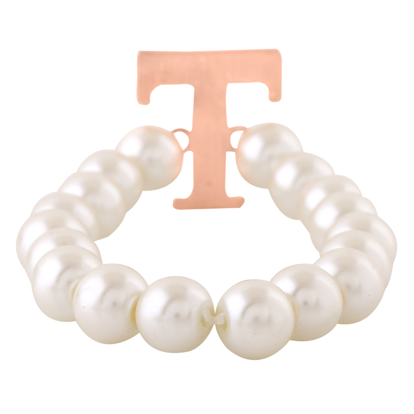 Estele Rose Gold Plated Twinkling "T" Letter Pearl Bracelet for Women