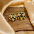Estele Gold Plated Adorable Green Meenakari Stud Earrings with Kundan for Women