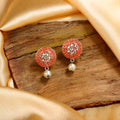 Estele Rhodium Plated Stunning Meenakari Pearl Drop Earrings with Kundan for Women