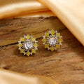 Estele Rhodium Plated Dazzling Yellow Meenakari Kundan Stud Earrings for Women