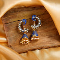 Estele Gold Plated Traditional Elephant Designer Meenakari Jhumka Earrings with Navy Blue Enamel for Women