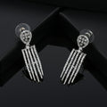 Estele Rhodium Plated CZ Shining Streaks Earrings for Women