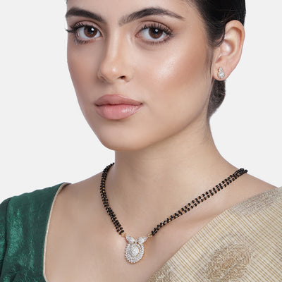 Estele Gold Plated CZ Circular Designer Mangalsutra Necklace Set for Women